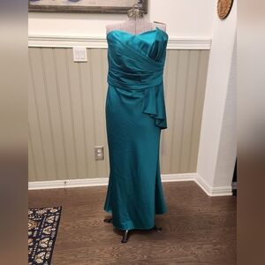 David's Bridal Teal Silk Dress